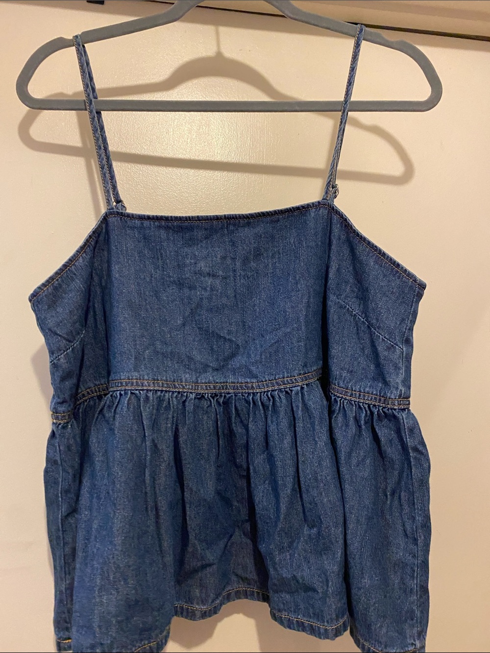 Denim Spaghetti Strap Tank Top - Blue